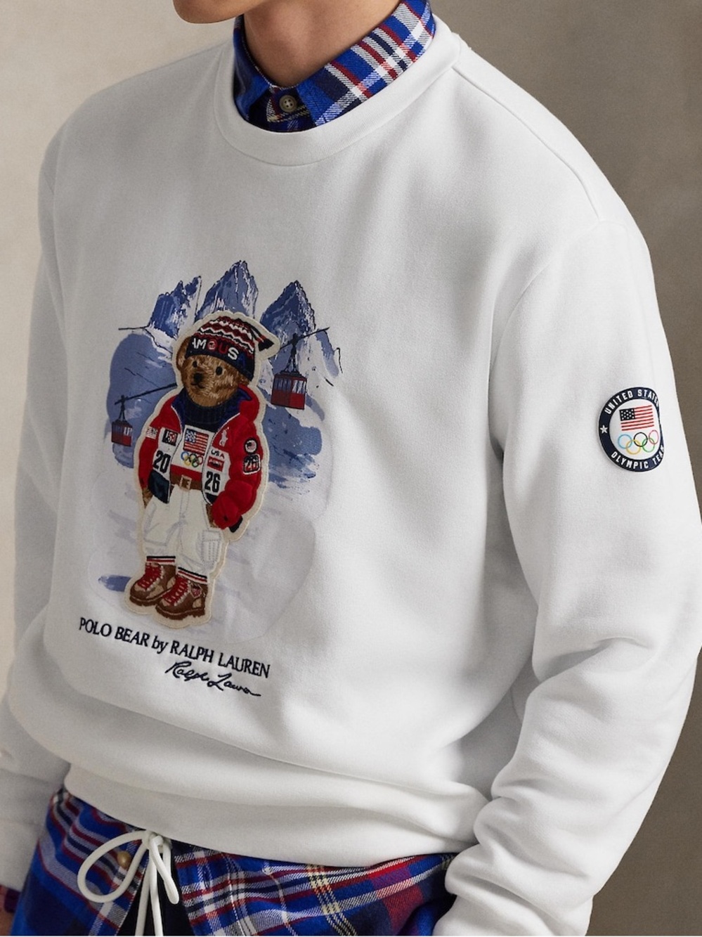 Polo by Ralph Lauren Team USA Olympic Polo Bear White Crewneck Sweatshirt